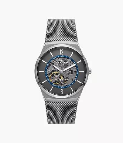 Skagen Orologio Melbye Titanium per uomo, movimento al quarzo a tre lancette con cinturino in acciaio inossidabile o in pelle, 40 mm, Grigio e arancione : Skagen Skagen Orologio Melbye Titanium per uomo, movimento al quarzo a tre lancette con cinturino in acciaio inossidabile o in pelle, 40 mm, Grigio e arancione : Skagen