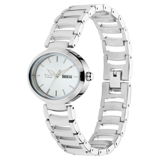 Titan Raga Viva Silver Dial Analog with Day and Date Metal Strap Watch for Women NT2620SM01 - Shop Authentic TITWOMWAT(s) from Maybrands - for as low as ₦153000!