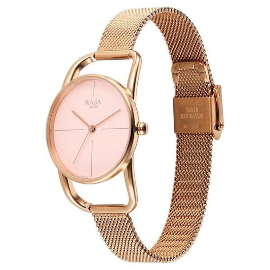 Titan Raga Chic Quartz Analog Pink Dial Metal Strap Watch for Women NT2696WM01 - Shop Authentic TITWOMWAT(s) from Maybrands - for as low as ₦200500!