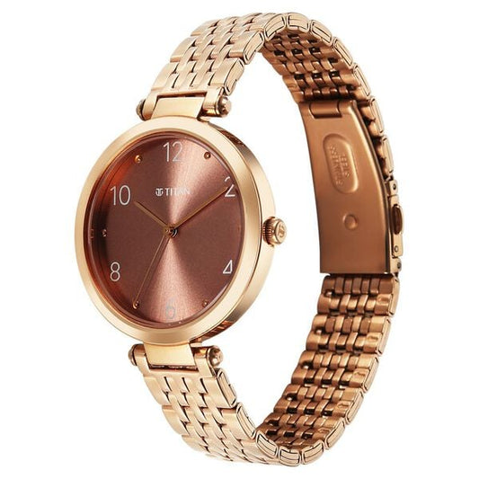 Titan Workwear Quartz Analog Brown Dial Rose Gold Colour Stainless Steel Strap Watch For Women NU2783WM01 - Shop Authentic TITWOMWAT(s) from Maybrands - for as low as ₦148000!