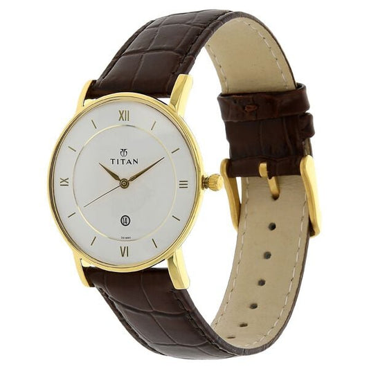 Titan Quartz Analog with Date White Dial Leather Strap Watch for Men NU9162YL01 - Shop Authentic TITMENWAT(s) from Maybrands - for as low as ₦158500!