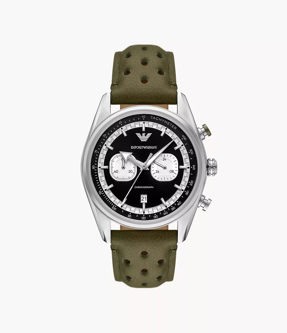 Emporio Armani Chronograph Green Leather Watch AR11709 | Get