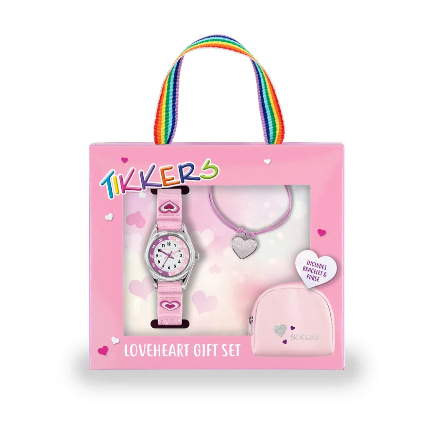 Tikkers Girls Pink Canvas Rip Strap Heart Watch, Purse and Bracelet Set ATK1031 - Shop Authentic PERTIKWAT(s) from Maybrands - for as low as ₦21500!