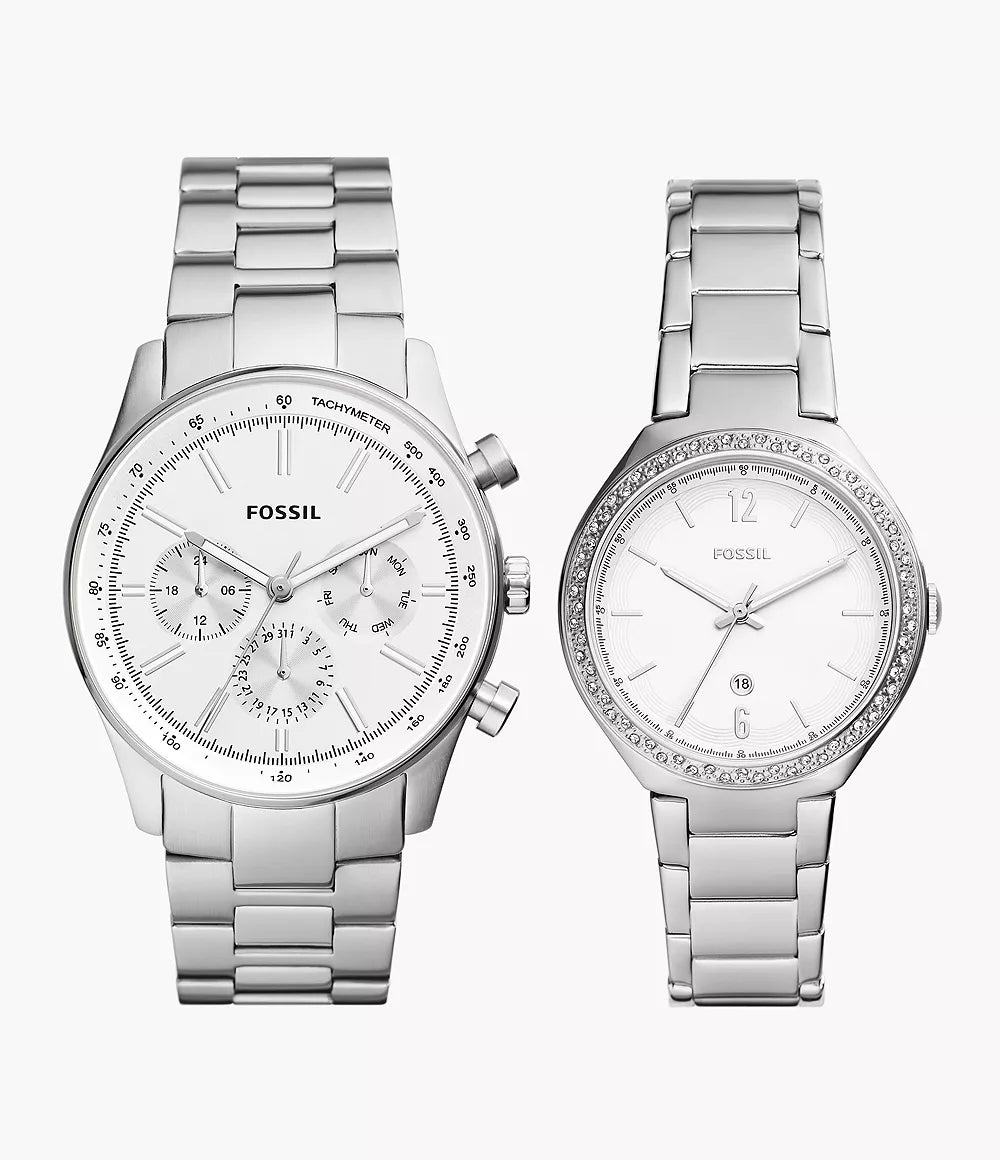 BQ2832SET Fossil His and Hers Multifunction Stainless Steel Watch Box Set Get watches Fairest Price Maybrands