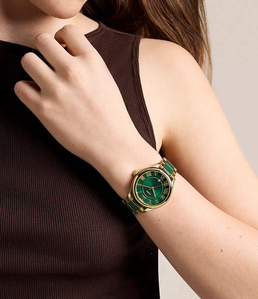 Gilmore 38mm Three-Hand Date Gold-Tone Stainless Steel & Green Ceramic Watch CE1138 - Shop Authentic FOSWOMWAT(s) from Maybrands - for as low as ₦525000!
