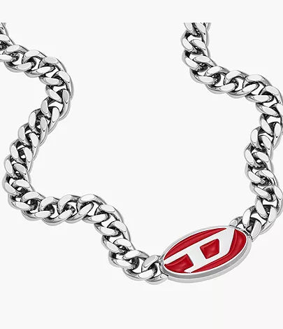 DX1446040-Diesel Red Lacquer and Stainless Steel Unisex Chain Necklace - Shop Authentic necklaces(s) from Maybrands - for as low as ₦119000!