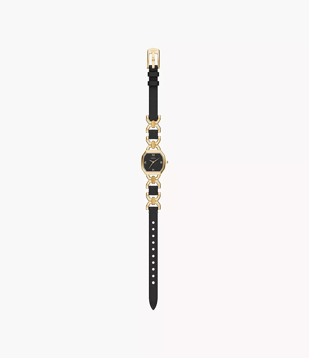 Harlow 22mm Three-Hand Black Leather and Gold-Tone Stainless Steel Watch ES5496 - Shop Authentic FOSWOMWAT(s) from Maybrands - for as low as ₦330000!