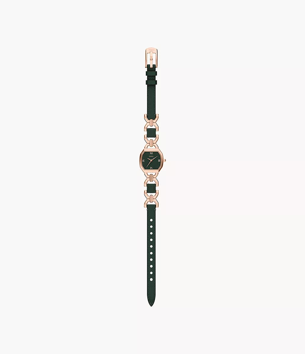 Harlow 22mm Three-Hand Green Leather and Rose Gold-Tone Stainless Steel Watch ES5498 - Shop Authentic FOSWOMWAT(s) from Maybrands - for as low as ₦330000!