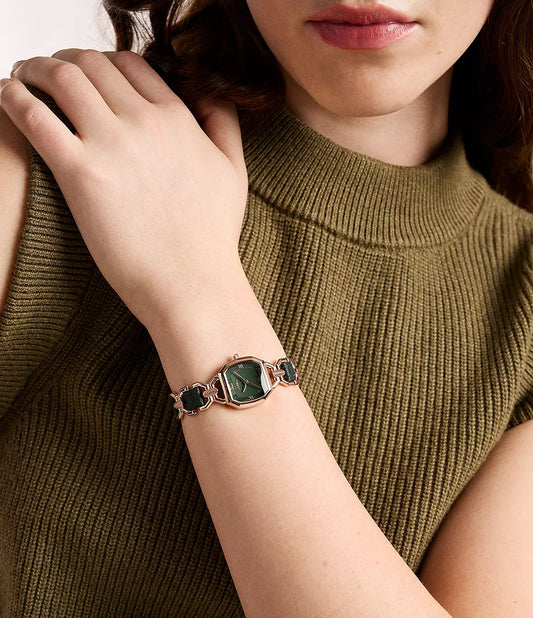 Harlow 22mm Three-Hand Green Leather and Rose Gold-Tone Stainless Steel Watch ES5498 - Shop Authentic FOSWOMWAT(s) from Maybrands - for as low as ₦330000!