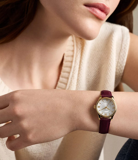Gilmore 28mm Three-Hand Red Leather Watch ES5510 - Shop Authentic FOSWOMWAT(s) from Maybrands - for as low as ₦271500!