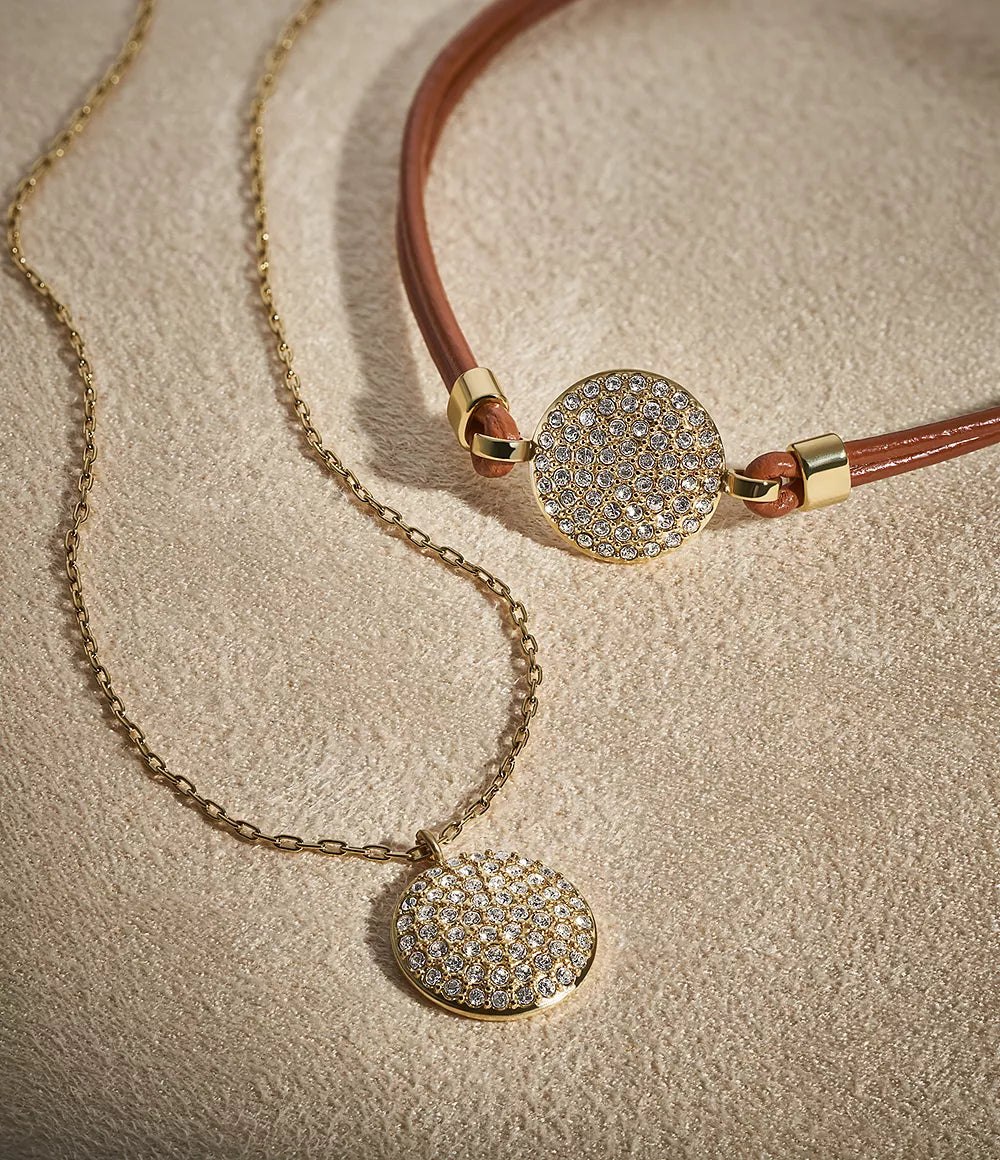 JF04544710 - Fossil Sadie Glitz Disc Gold-Tone Stainless Steel Chain Necklace For Women - Shop Authentic necklace(s) from Maybrands - for as low as ₦113000!