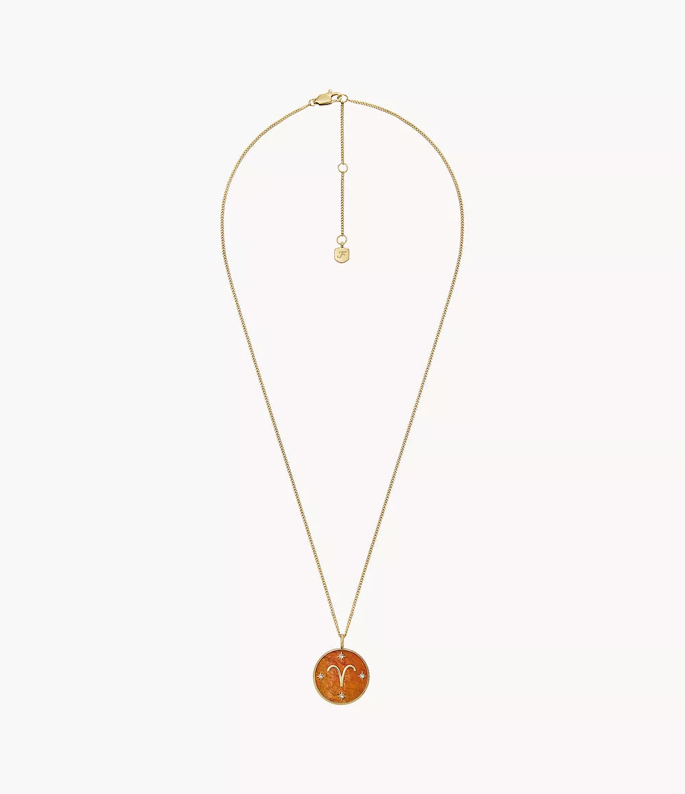 Aries Written in the Stars Gold-Tone Stainless Steel Red Carnelian Pendant Necklace JF04838710 - Shop Authentic necklace(s) from Maybrands - for as low as ₦163000!
