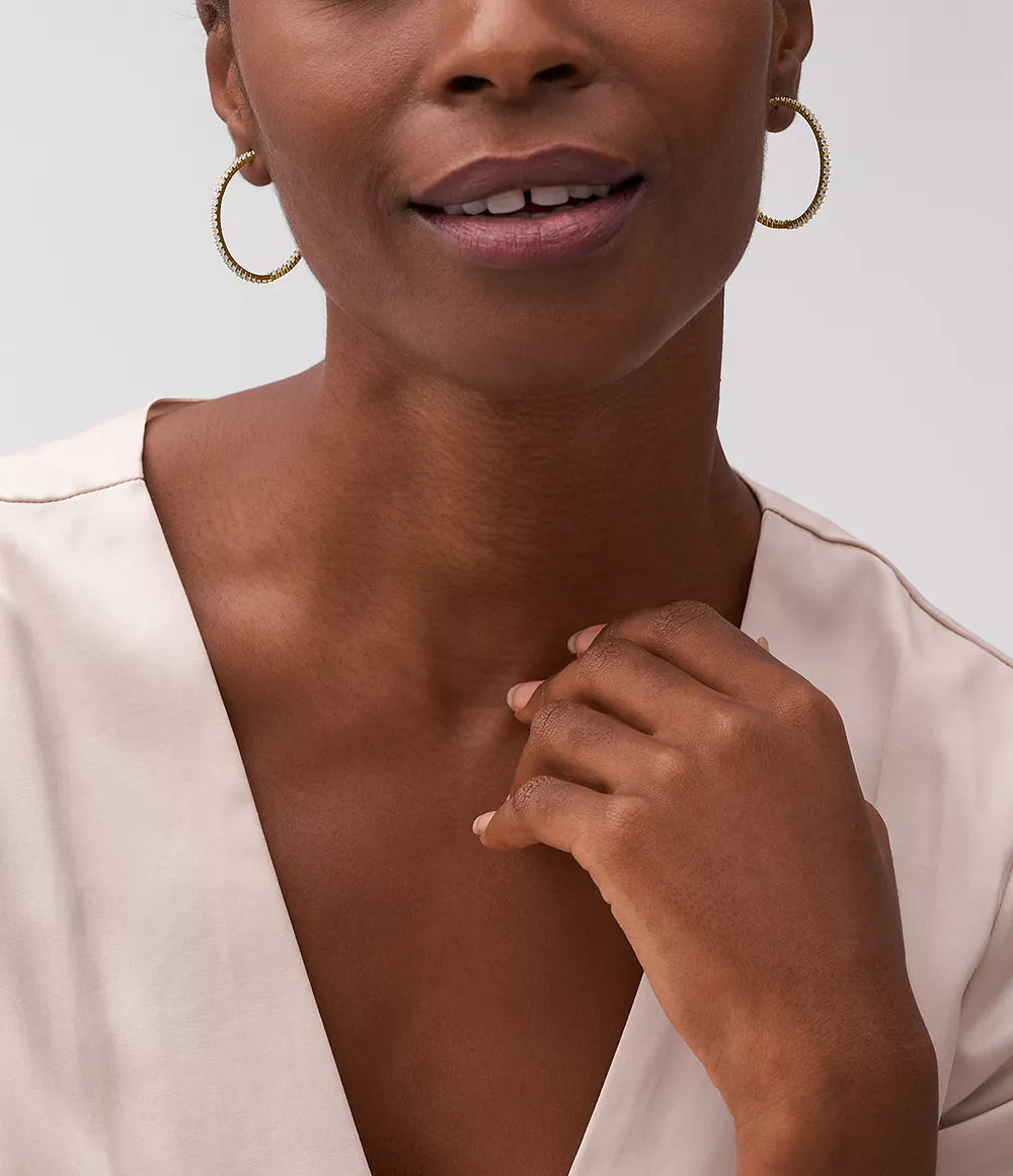 Fossil Gold-Tone Brass Hoop Earrings JOA00808710 - Shop Authentic Earrings(s) from Maybrands - for as low as ₦113000!