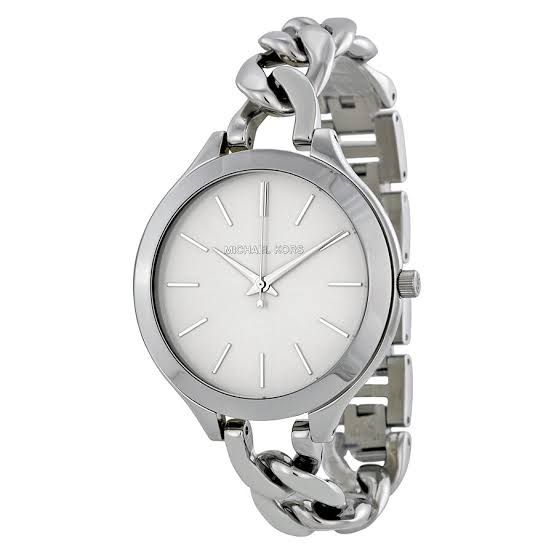  Michael Kors Slim Runway White Leather Watches