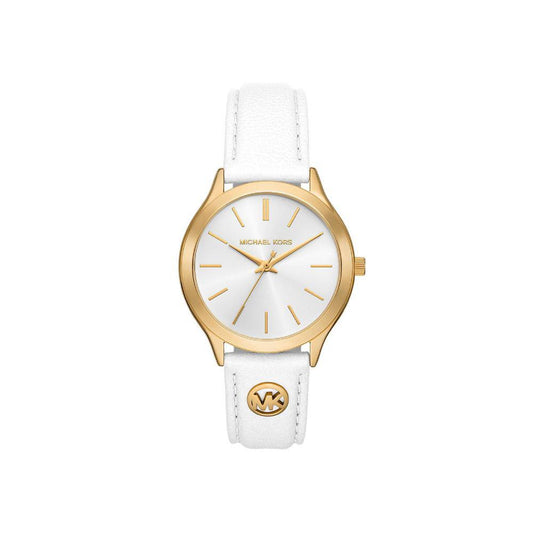 Michael Kors Slim Runway White Leather Watch