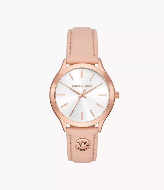 Michael Kors Slim Runway White Leather Watch