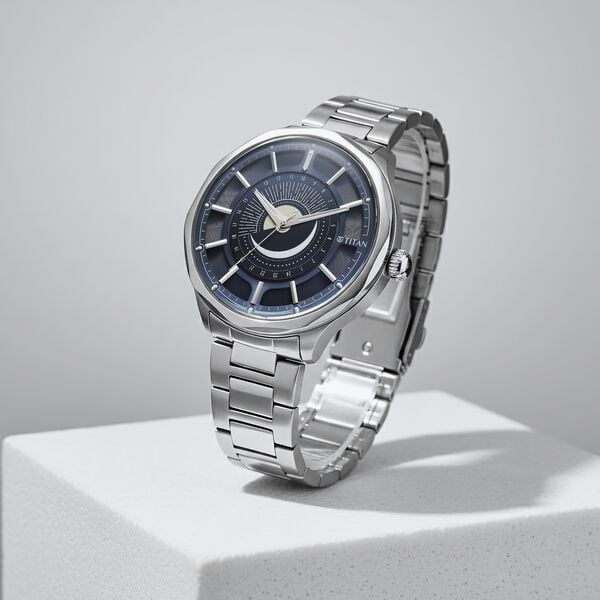 Titan Stellar Analog with Sun Moon Phase and Blue Dial Silver Stainless Steel Strap Watch for Men 10028SM01 - Shop Authentic TITMENWAT(s) from Maybrands - for as low as ₦283500! 