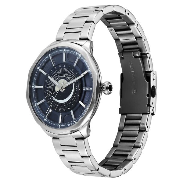 Titan Stellar Analog with Sun Moon Phase and Blue Dial Silver Stainless Steel Strap Watch for Men 10028SM01 - Shop Authentic TITMENWAT(s) from Maybrands - for as low as ₦283500! 