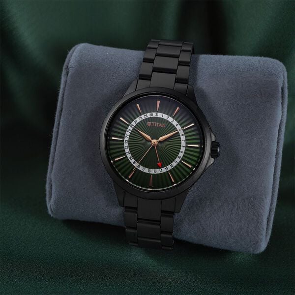 Titan Karishma Quartz Analog with Date Green Dial Stainless Steel Strap Watch For Men 10038NM01 - Shop Authentic TITMENWAT(s) from Maybrands - for as low as ₦140000! 