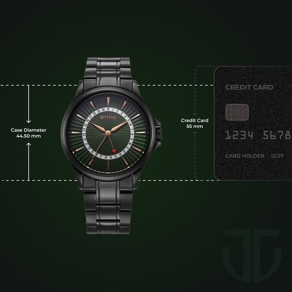 Titan Karishma Quartz Analog with Date Green Dial Stainless Steel Strap Watch For Men 10038NM01 - Shop Authentic TITMENWAT(s) from Maybrands - for as low as ₦140000! 