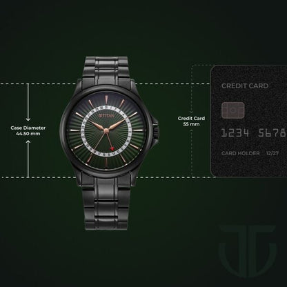 Titan Karishma Quartz Analog with Date Green Dial Stainless Steel Strap Watch For Men 10038NM01 - Shop Authentic TITMENWAT(s) from Maybrands - for as low as ₦140000! 