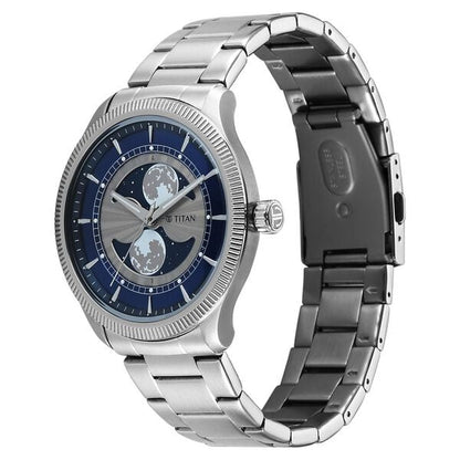 Titan Stellar Analog with Dual Moon Phase and Blue Dial Silver Stainless Steel Strap Watch for Men 10050SM01 - Shop Authentic TITMENWAT(s) from Maybrands - for as low as ₦235500! 