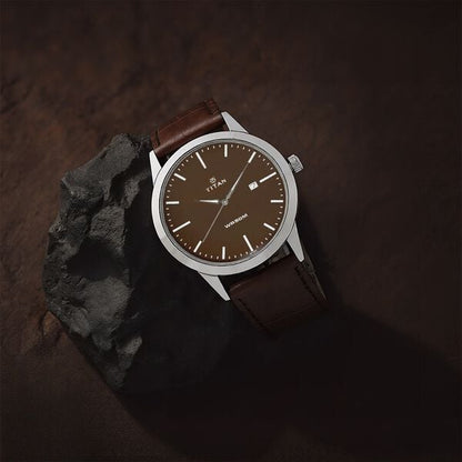Titan Quartz Analog with Date Brown Dial Leather Strap Watch for Men NT1584SL04 - Shop Authentic TITMENWAT(s) from Maybrands - for as low as ₦83000! 