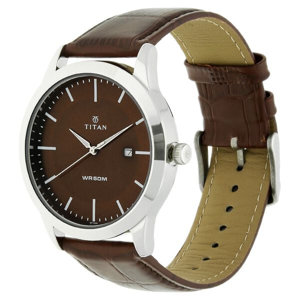 Titan Quartz Analog with Date Brown Dial Leather Strap Watch for Men NT1584SL04 - Shop Authentic TITMENWAT(s) from Maybrands - for as low as ₦83000! 