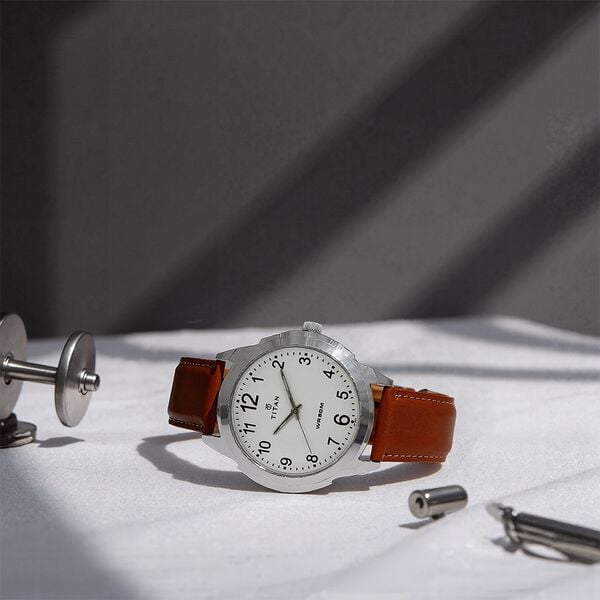 Titan Quartz Analog White Dial Leather Strap Watch for Men NS1585SL07 - Shop Authentic TITMENWAT(s) from Maybrands - for as low as ₦70000! 