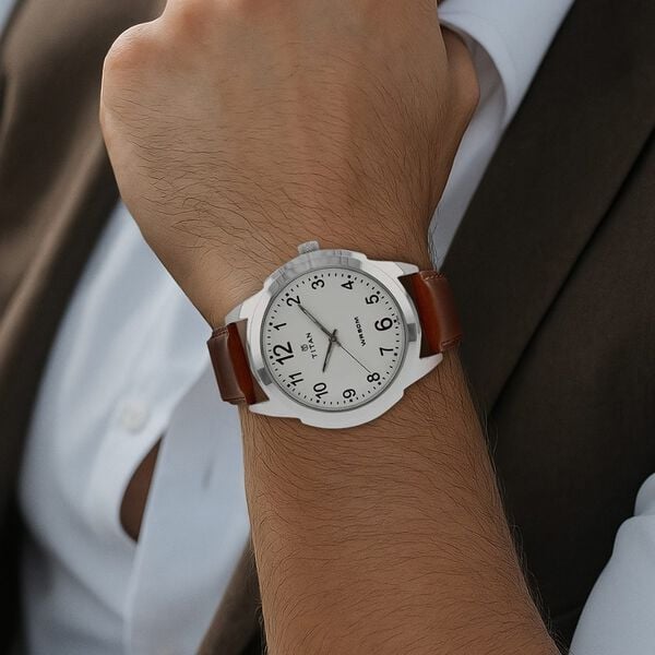 Titan Quartz Analog White Dial Leather Strap Watch for Men NS1585SL07 - Shop Authentic TITMENWAT(s) from Maybrands - for as low as ₦70000! 