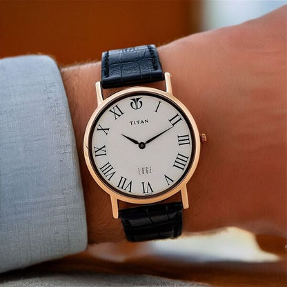 Titan Edge Quartz Analog White Dial Black Leather Strap Watch For Men NS1595WL01 - Shop Authentic TITMENWAT(s) from Maybrands - for as low as ₦270500! 
