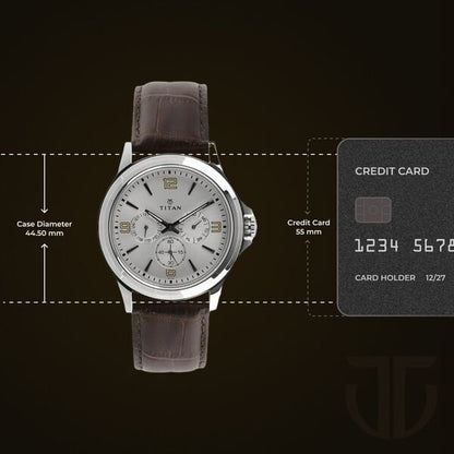Titan Quartz Multifunction Silver Dial Leather Strap Watch for Men NT1698SL01 - Shop Authentic TITMENWAT(s) from Maybrands - for as low as ₦120000! 
