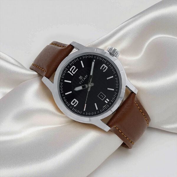 Titan Quartz Analog Black Dial Leather Strap Watch for Men NU1730SL02 - Shop Authentic TITMENWAT(s) from Maybrands - for as low as ₦116000! 