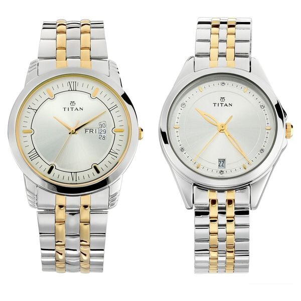 Titan Bandhan Quartz Analog with Day and Date Silver Dial Stainless Steel Strap Watch for Couple NT17742565BM01 - Shop Authentic TITMENWAT(s) from Maybrands - for as low as ₦192000! 