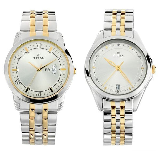 Titan Bandhan Quartz Analog with Day and Date Silver Dial Stainless Steel Strap Watch for Couple NT17742565BM01 - Shop Authentic TITMENWAT(s) from Maybrands - for as low as ₦192000! 