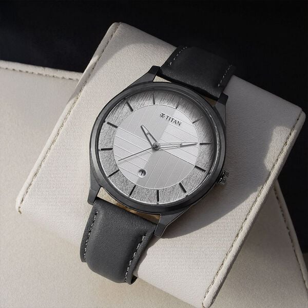 Titan Neo Economy Quartz Analog with Date Silver Dial Grey Leather Strap Watch For Men NU1802QL01 - Shop Authentic TITMENWAT(s) from Maybrands - for as low as ₦116000! 