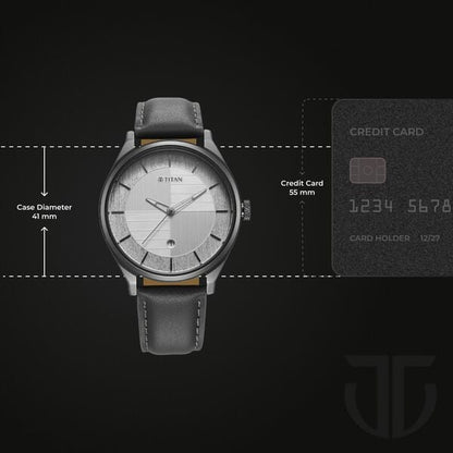 Titan Neo Economy Quartz Analog with Date Silver Dial Grey Leather Strap Watch For Men NU1802QL01 - Shop Authentic TITMENWAT(s) from Maybrands - for as low as ₦116000! 