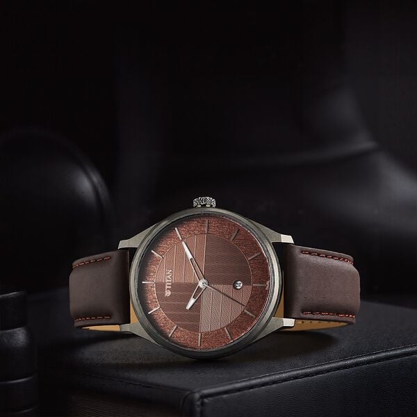 Titan Neo Economy Quartz Analog with Date Brown Dial Brown Leather Strap Watch For Men NT1802QL02 - Shop Authentic TITMENWAT(s) from Maybrands - for as low as ₦116000! 