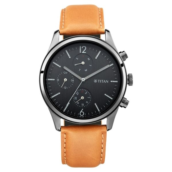 Titan Workwear Multifunction Black Dial Tan Leather Strap Watch For Men NU1805NL02 - Shop Authentic TITMENWAT(s) from Maybrands - for as low as ₦184500! 