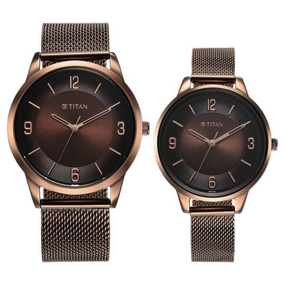 Titan Bandhan Quartz Analog Brown Dial Stainless Steel Strap Watch for Couple NT18062648QM01 - Shop Authentic TITMENWAT(s) from Maybrands - for as low as ₦235500! 