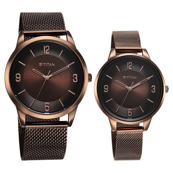 Titan Bandhan Quartz Analog Brown Dial Stainless Steel Strap Watch for Couple NT18062648QM01 - Shop Authentic TITMENWAT(s) from Maybrands - for as low as ₦235500! 