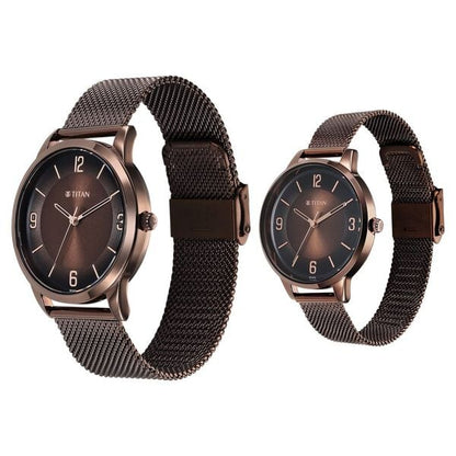 Titan Bandhan Quartz Analog Brown Dial Stainless Steel Strap Watch for Couple NT18062648QM01 - Shop Authentic TITMENWAT(s) from Maybrands - for as low as ₦235500! 
