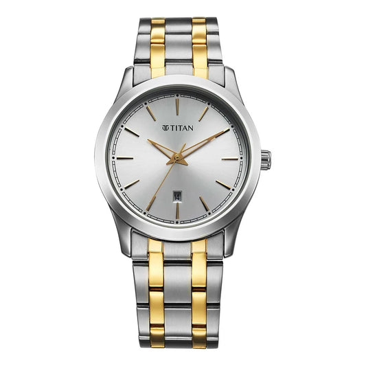 Titan Analog Men's Watch Silver Dial With Two Tone Stainless Steel Strap 1823BM03 - Shop Authentic TITMENWAT(s) from Maybrands - for as low as ₦121500! 
