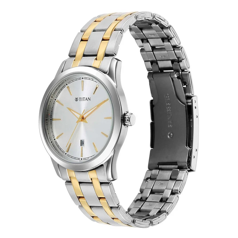 Titan Analog Men's Watch Silver Dial With Two Tone Stainless Steel Strap 1823BM03 - Shop Authentic TITMENWAT(s) from Maybrands - for as low as ₦121500! 
