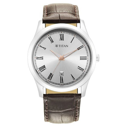 Titan Trendsetters Silver White Dial Analog Leather Strap watch for Men 1823SL02 - Shop Authentic TITMENWAT(s) from Maybrands - for as low as ₦74500! 