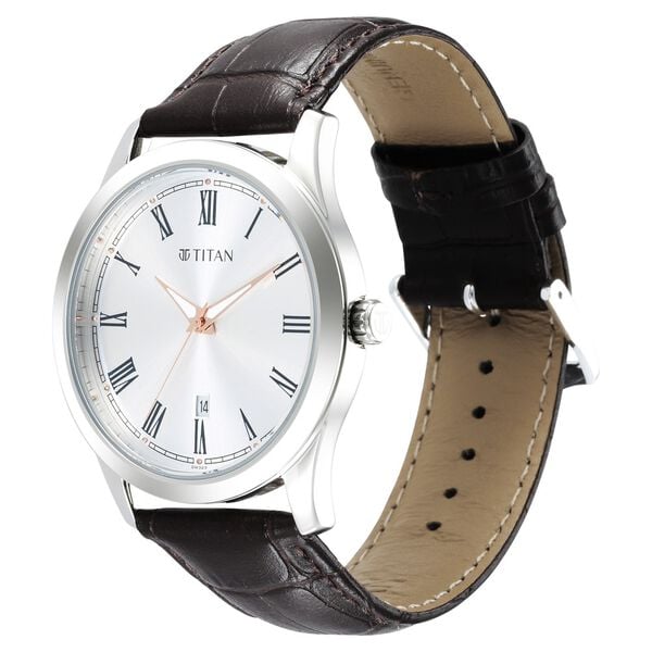 Titan Trendsetters Silver White Dial Analog Leather Strap watch for Men 1823SL02 - Shop Authentic TITMENWAT(s) from Maybrands - for as low as ₦74500! 