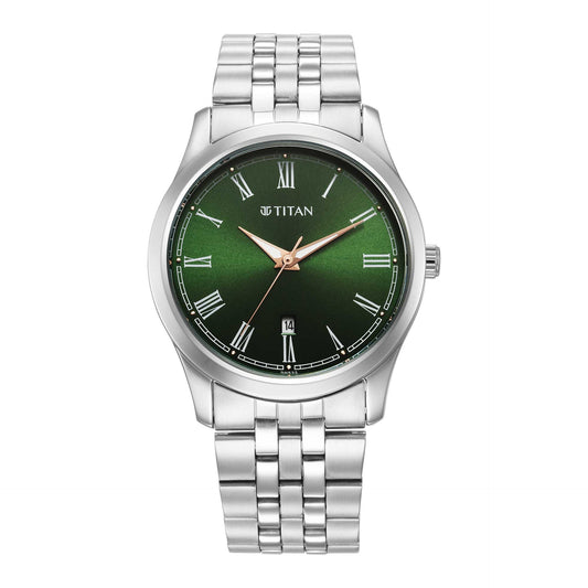 Titan Quartz Analog with Date Green Dial Stainless Steel Strap Watch for Men 1823SM04 - Shop Authentic TITMENWAT(s) from Maybrands - for as low as ₦111000! 