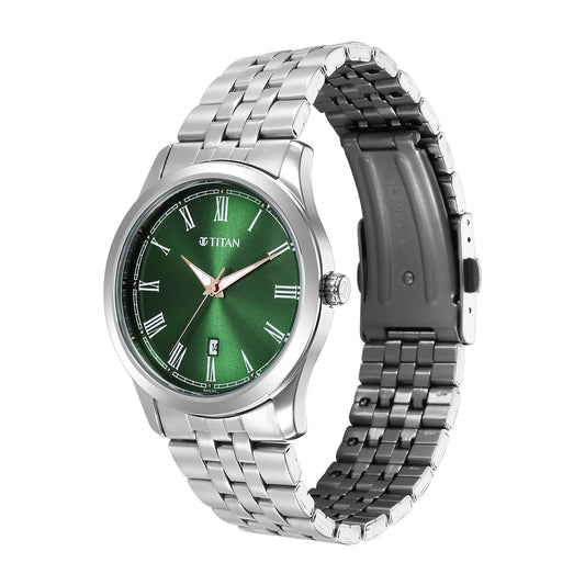 Titan Quartz Analog with Date Green Dial Stainless Steel Strap Watch for Men 1823SM04 - Shop Authentic TITMENWAT(s) from Maybrands - for as low as ₦111000! 