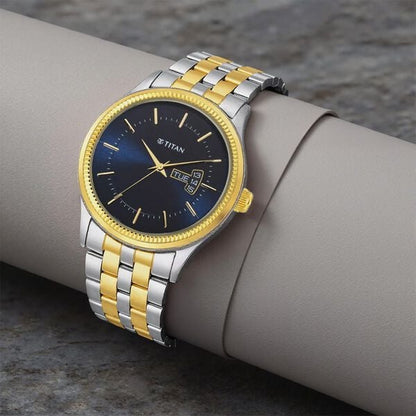 Titan Men's Trendsetter Watch: Chic Blue Dial & Two-Tone Strap NU1824BM03 - Shop Authentic TITMENWAT(s) from Maybrands - for as low as ₦150500! 