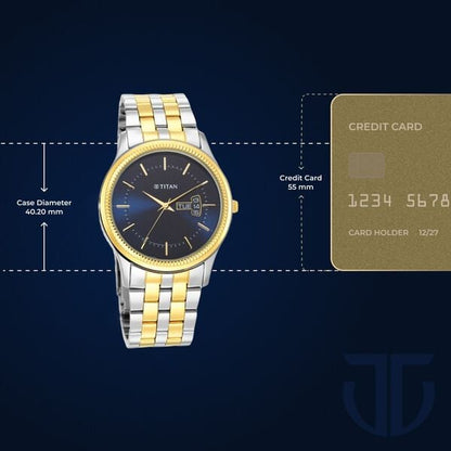 Titan Men's Trendsetter Watch: Chic Blue Dial & Two-Tone Strap NU1824BM03 - Shop Authentic TITMENWAT(s) from Maybrands - for as low as ₦150500! 